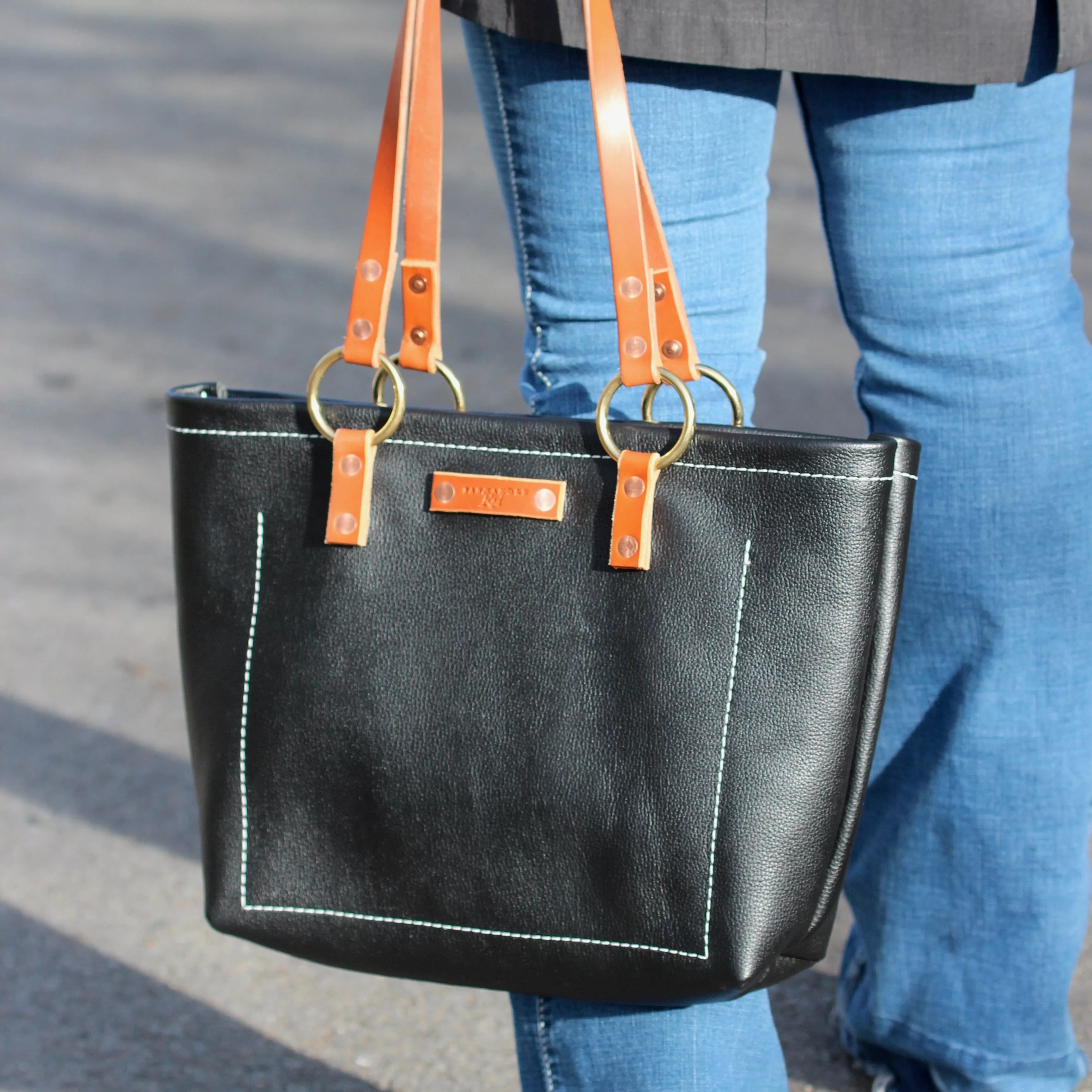 Black Leather Tote Bag