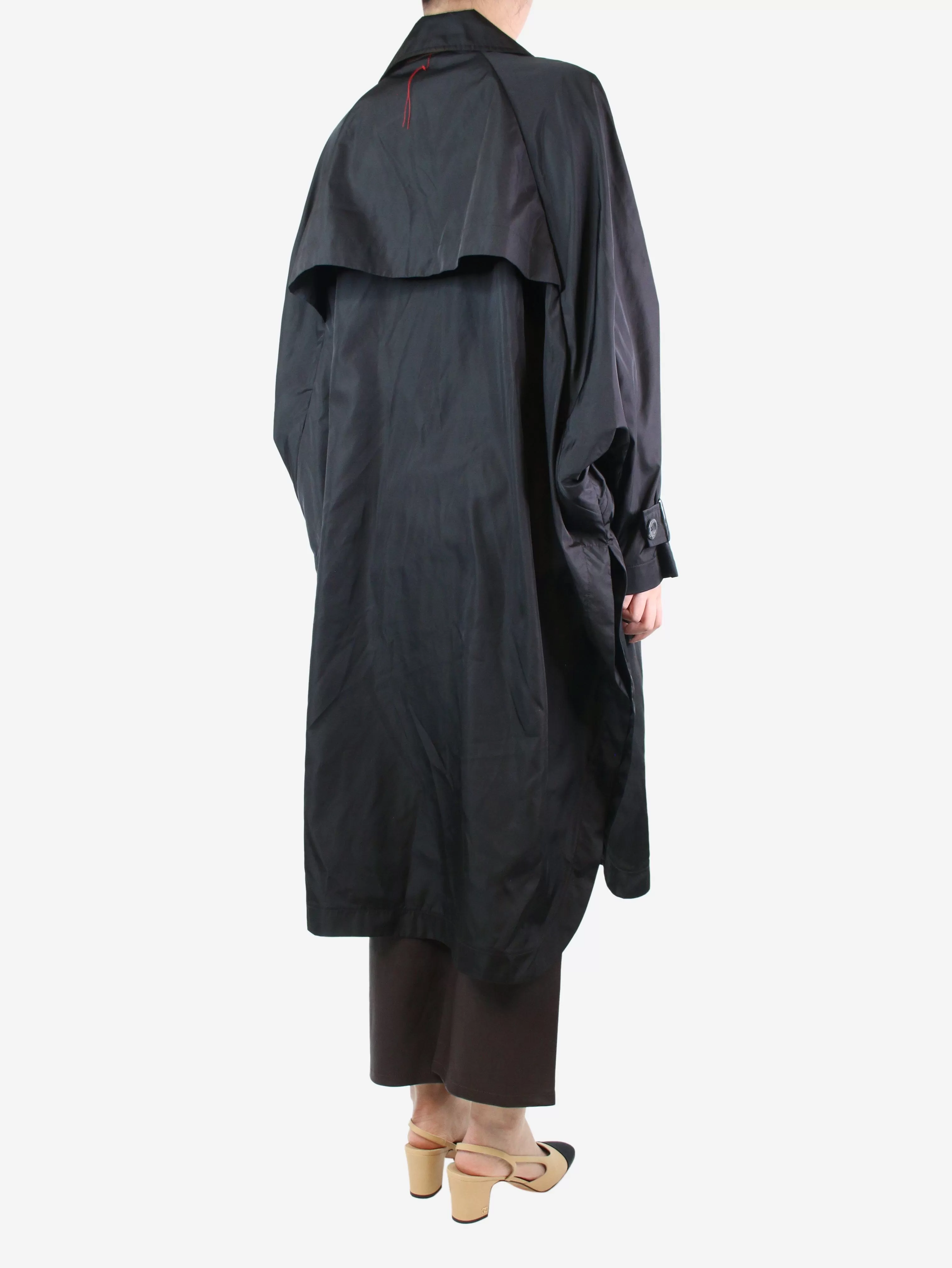 Black nylon trench coat - size UK 8