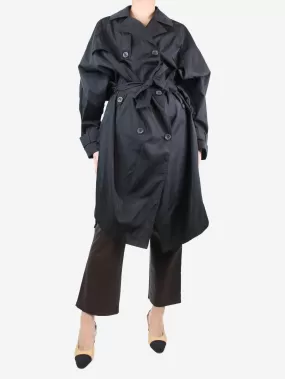 Black nylon trench coat - size UK 8