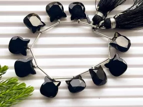 Black Onyx Cat Shape Cut Stone Beads