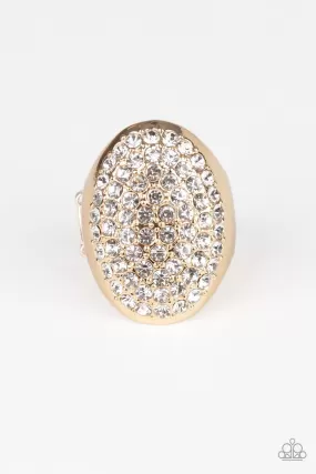 Bling Scene Gold and White Rhinestone Ring - Paparazzi Accessories