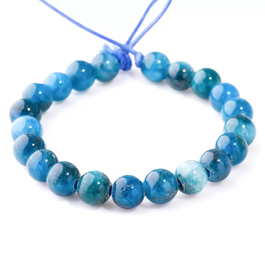 Blue Apatite 10mm Round A Grade - Large Hole Beads