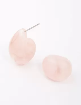 Blush Marble Droplet Huggie Earrings