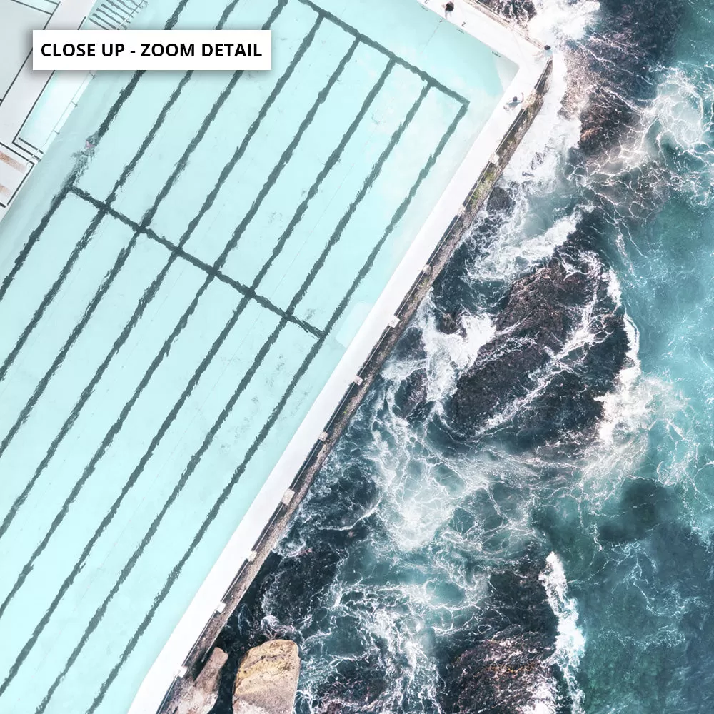 Bondi Icebergs Pool Aerial - Art Print by Beau Micheli