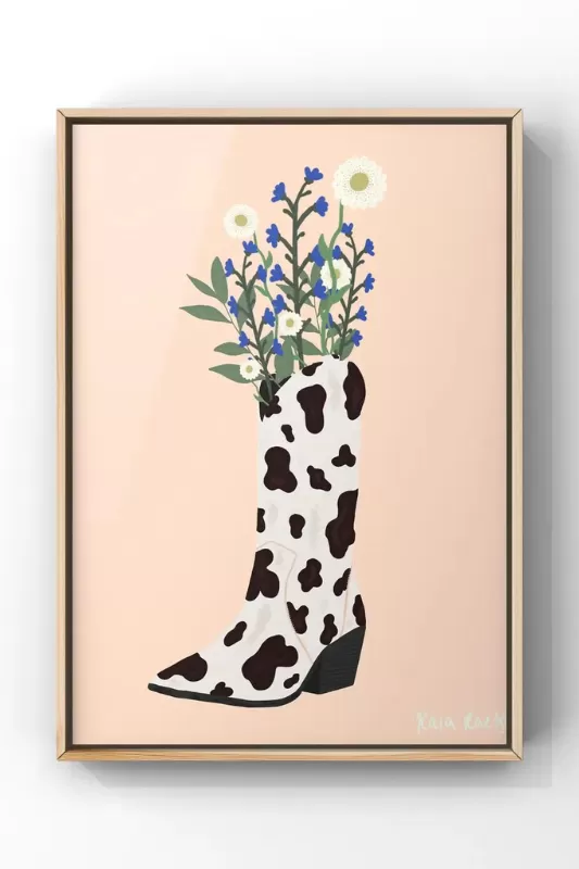 Boot Flower Vase Art Print