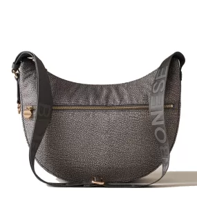 Borsa a Tracolla Middle BORBONESE Luna Bag linea Eco Line in Nylon Clay Grey