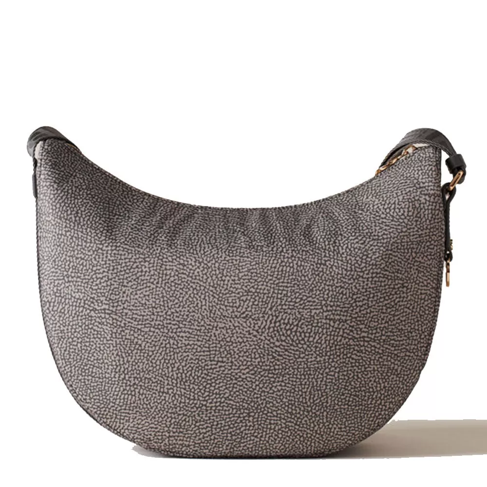 Borsa a Tracolla Middle BORBONESE Luna Bag linea Eco Line in Nylon Clay Grey