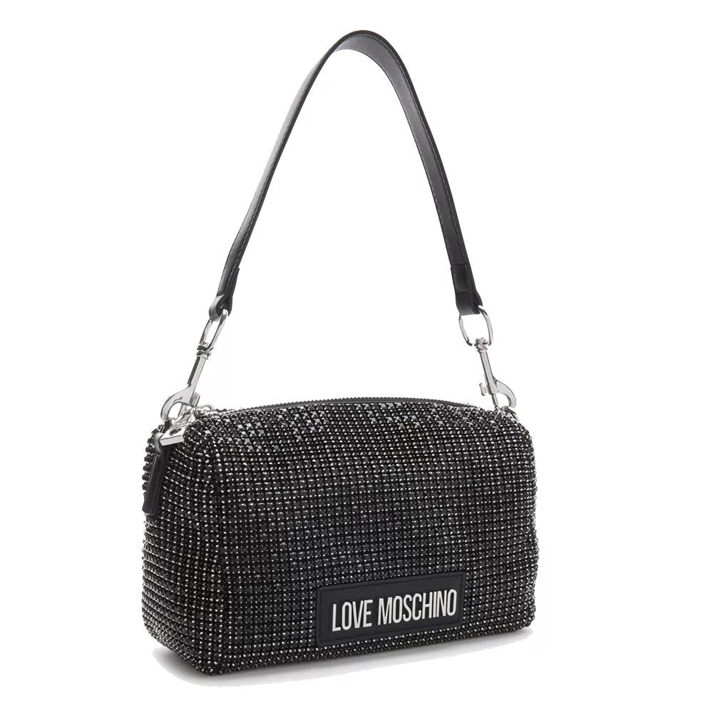 Borsa Donna a Spalla e Tracolla LOVE MOSCHINO linea Bling Bling Nera con Strass