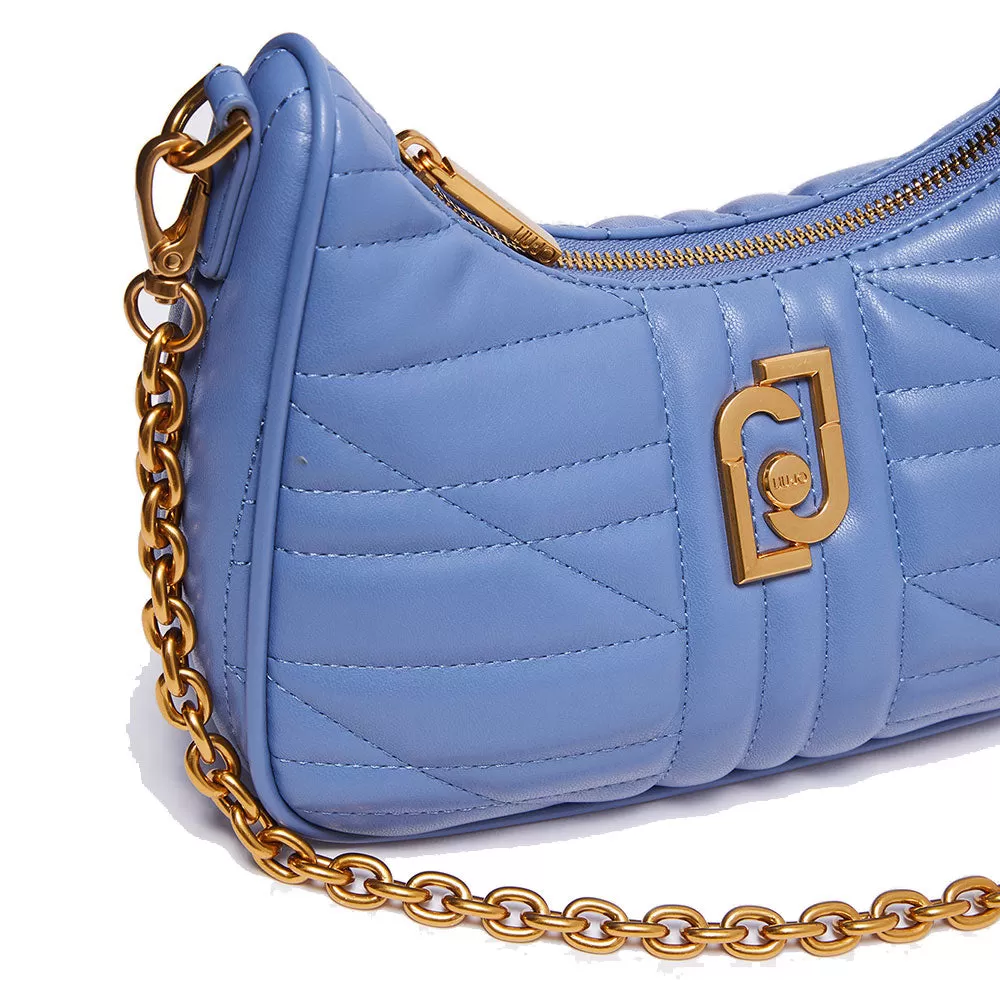 Borsa Donna Hobo a Tracolla LIU JO Ecosostenibile Matelassè Azzurro Polvere