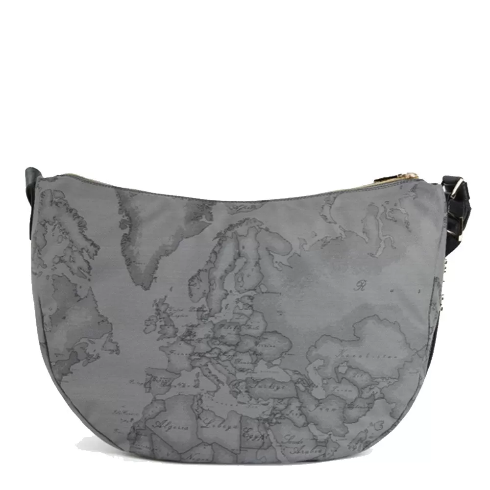 Borsa Donna Mezzaluna Grande 1A Classe Alviero Martini linea Soft Generation stampa Geo Dark Grigio GV77