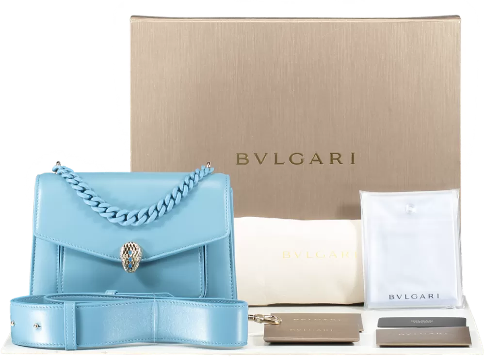 BVLGARI Blue Serpenti Handbag With Wide Strap