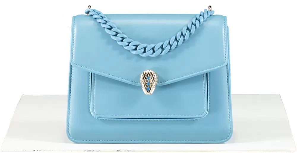 BVLGARI Blue Serpenti Handbag With Wide Strap