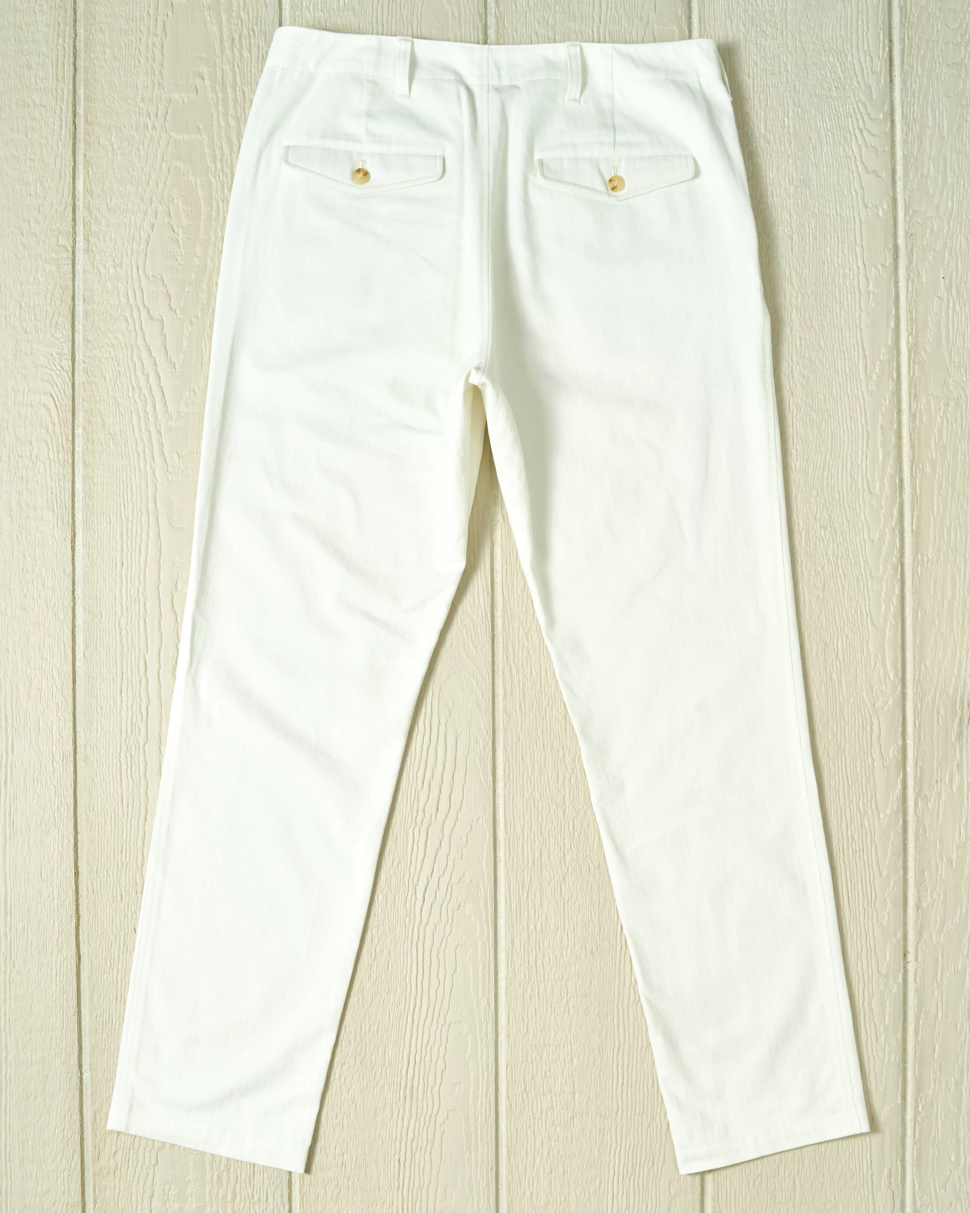 Camden Pant in White Herringbone Twill