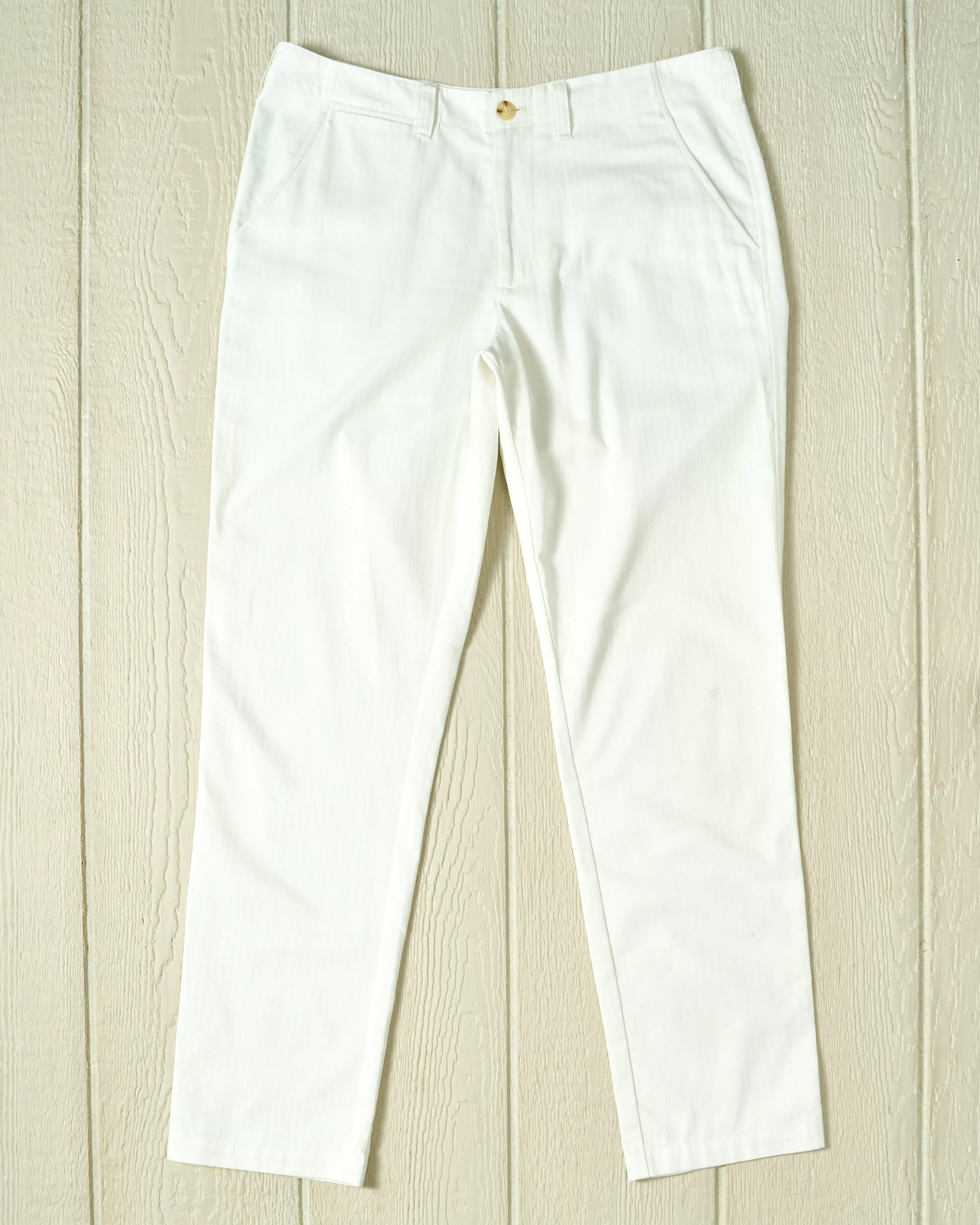 Camden Pant in White Herringbone Twill