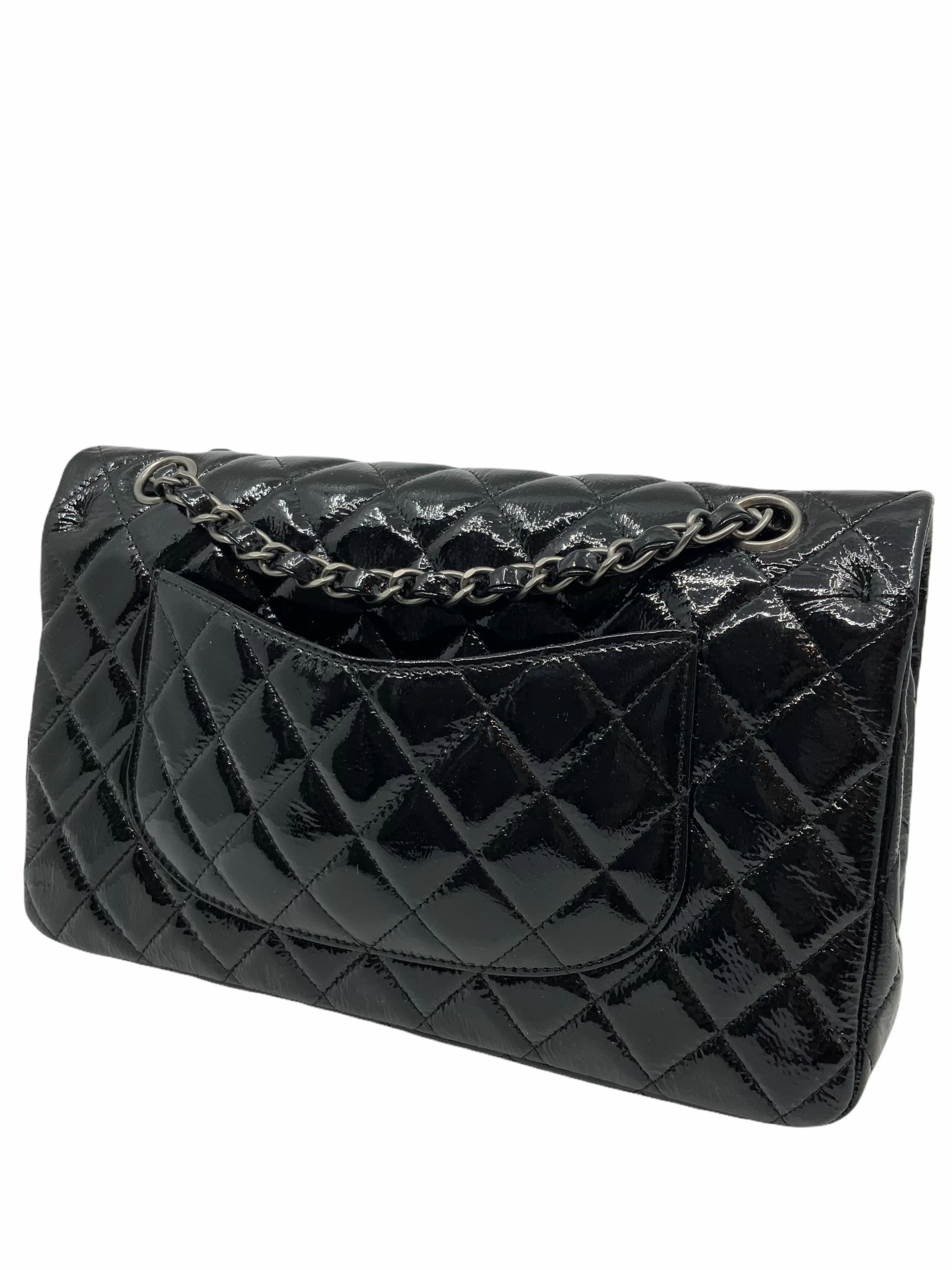 Chanel Quilted Patent Leather Classic Medium Double Flap Bag NEW