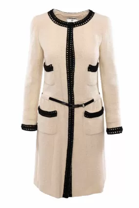 Chanel Size 34 Belted Tweed Coat