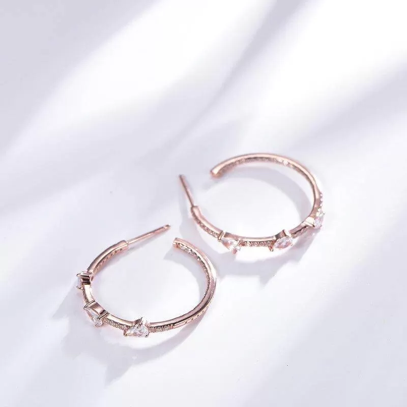 Chic Cubic Zirconia Diamond Hoop Earrings