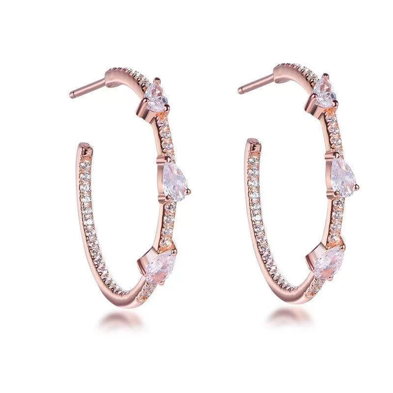 Chic Cubic Zirconia Diamond Hoop Earrings