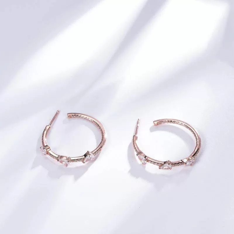 Chic Cubic Zirconia Diamond Hoop Earrings