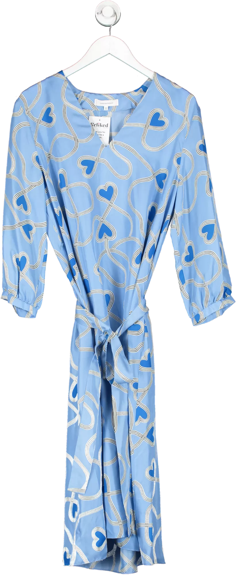 Chinti And Parker Silk Heart-print Dress In Blue UK 12