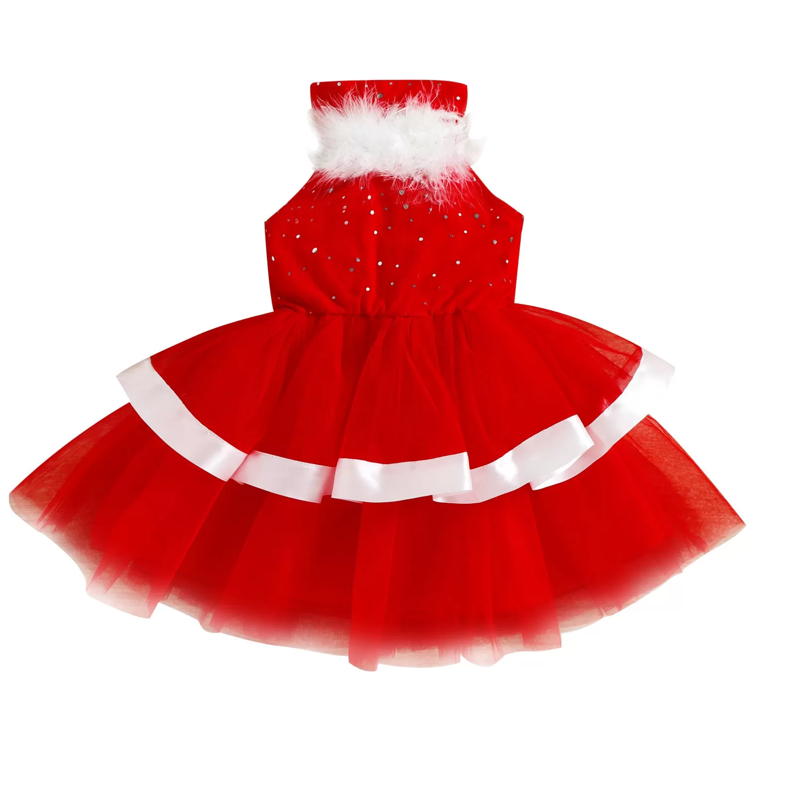 Christmas Princess Dresses Female Baby Mesh Hanging Neck Puffy Dress