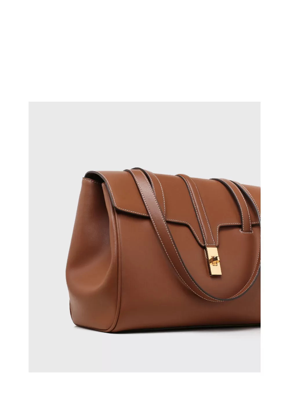 Clara Turnlock Flap Leather Tote Bag