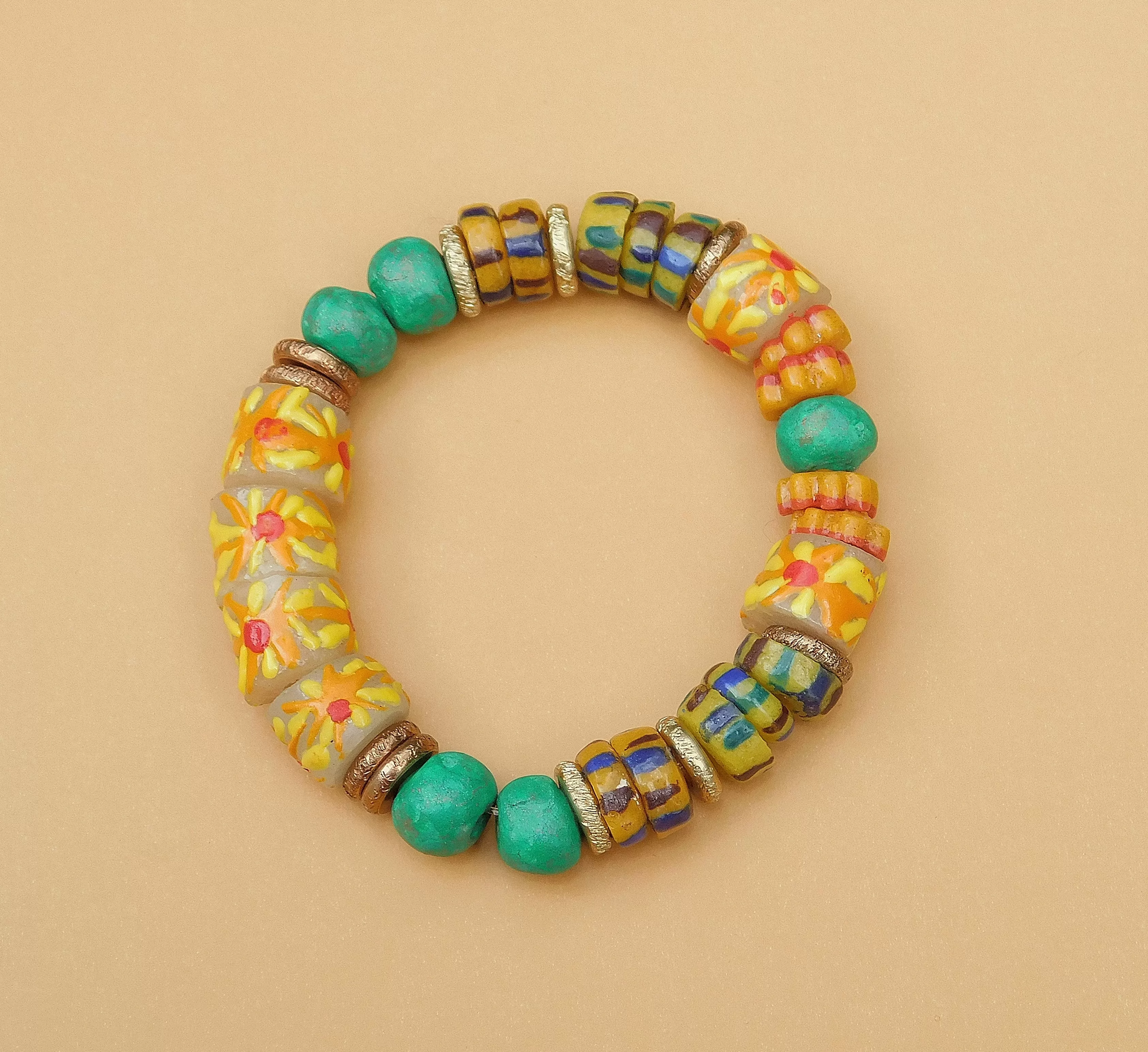 Clay and Colorful African Sandcast Bracelet