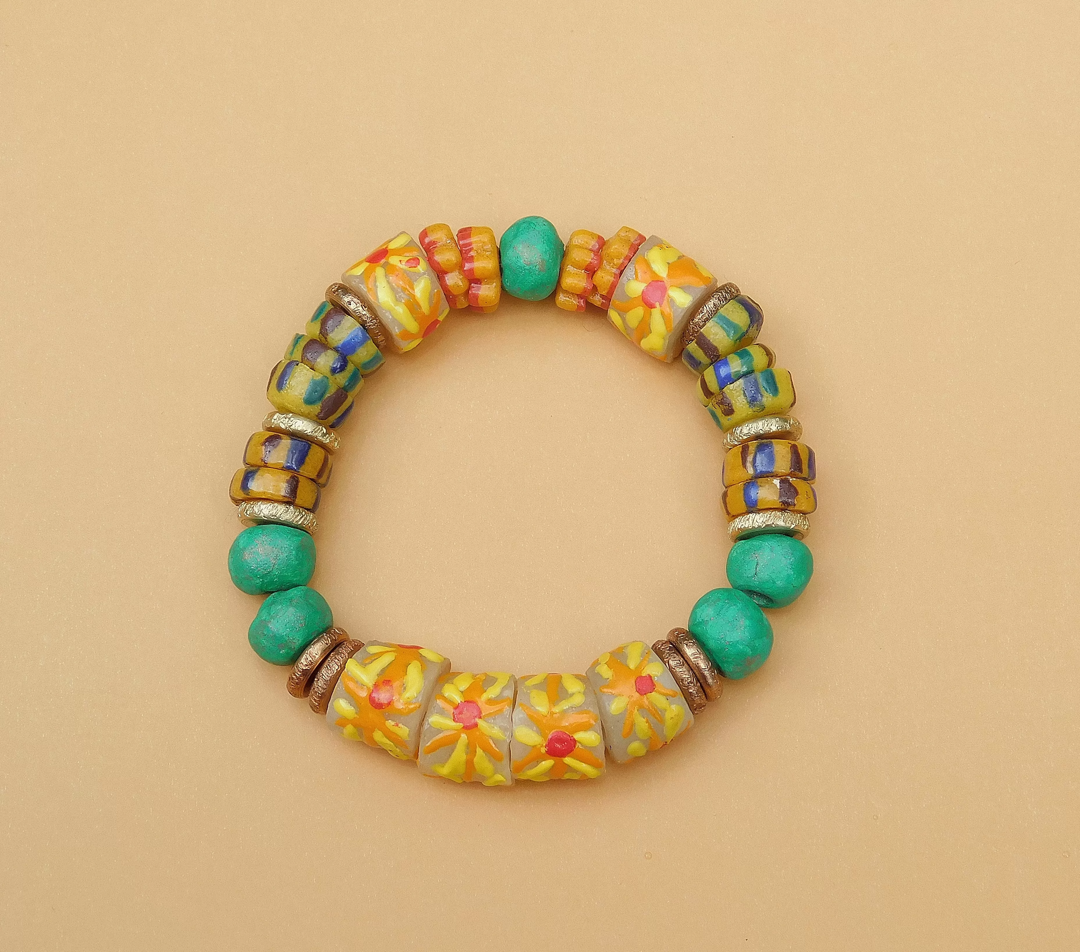 Clay and Colorful African Sandcast Bracelet