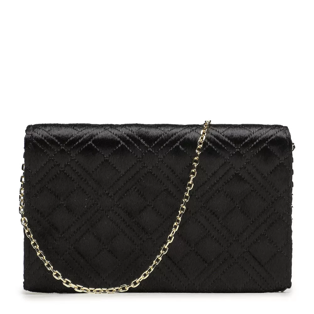 Clutch Donna con Tracolla LOVE MOSCHINO linea Smart Shiny Quilted in Eco-Fur Trapuntata Nera