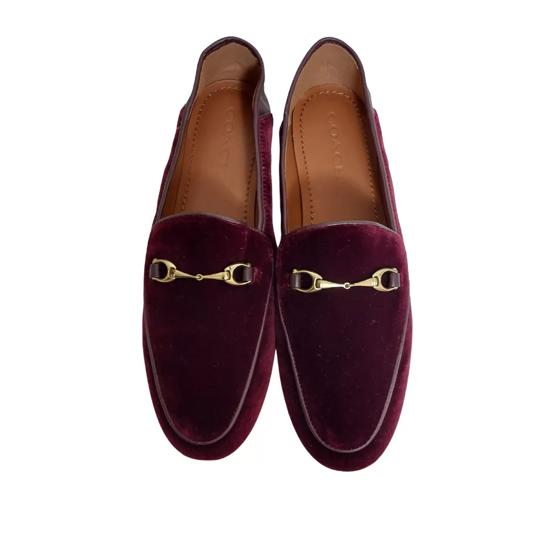 Coach Maroon Velvet 'Haley' Loafers | Brand New |