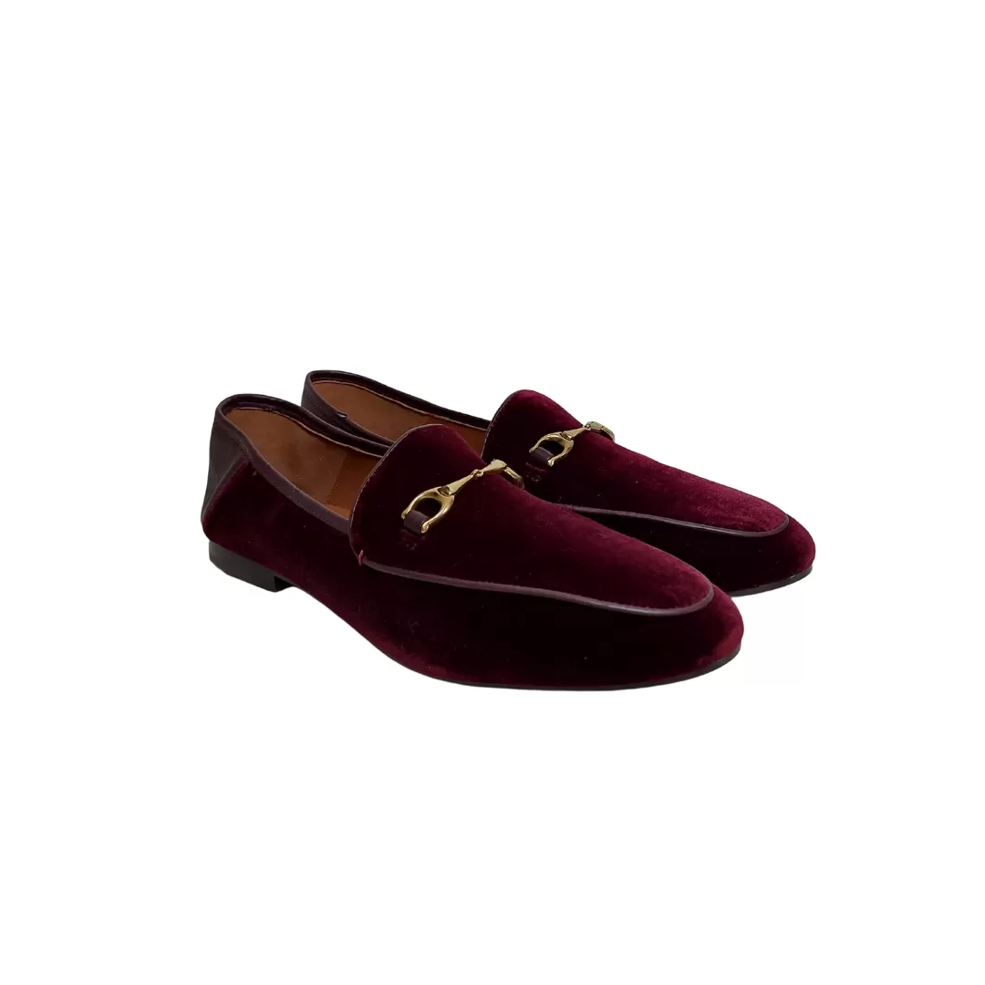 Coach Maroon Velvet 'Haley' Loafers | Brand New |