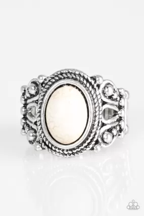 Coyote Canyon White Stone Ring - Paparazzi Accessories