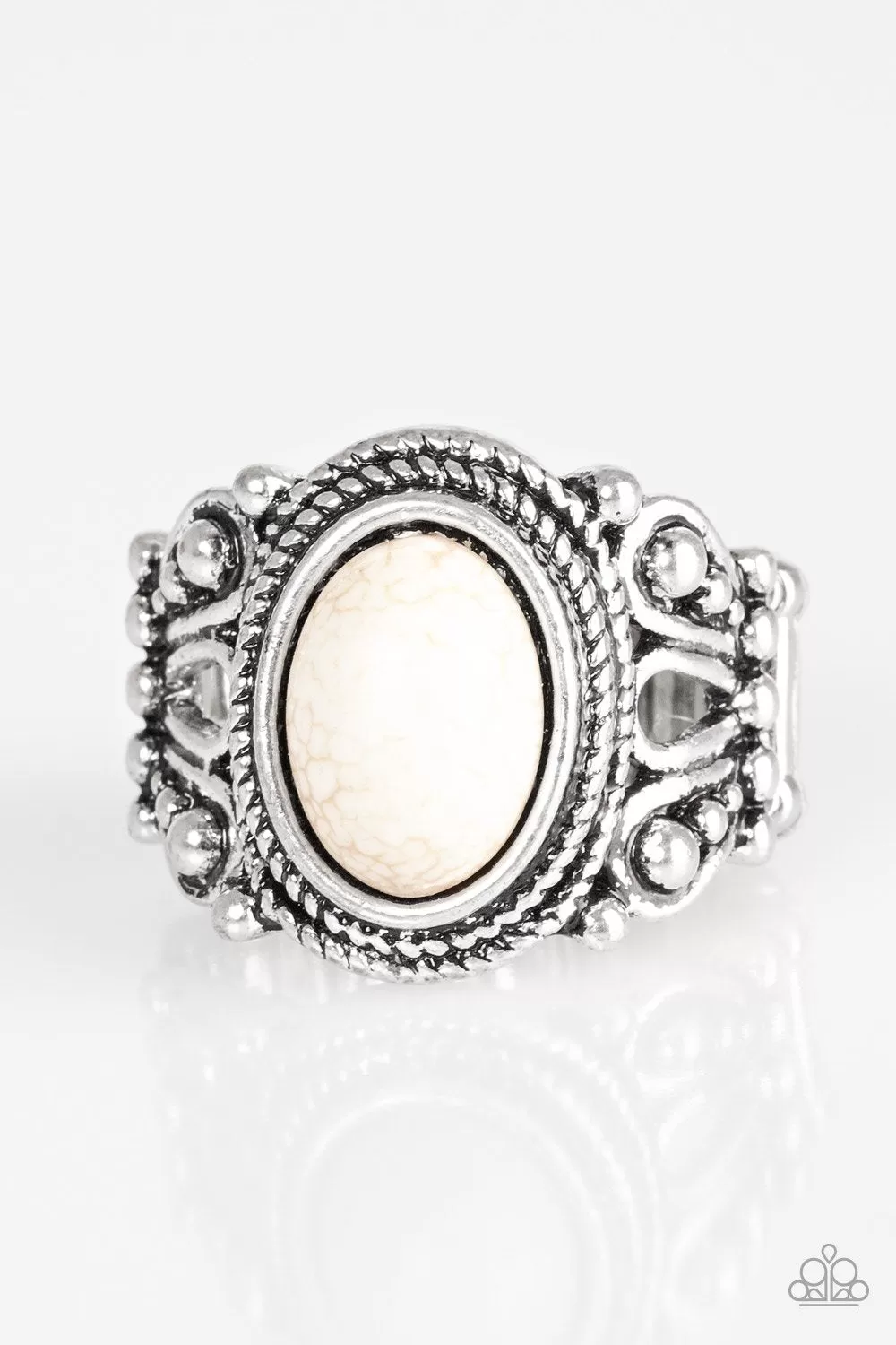 Coyote Canyon White Stone Ring - Paparazzi Accessories