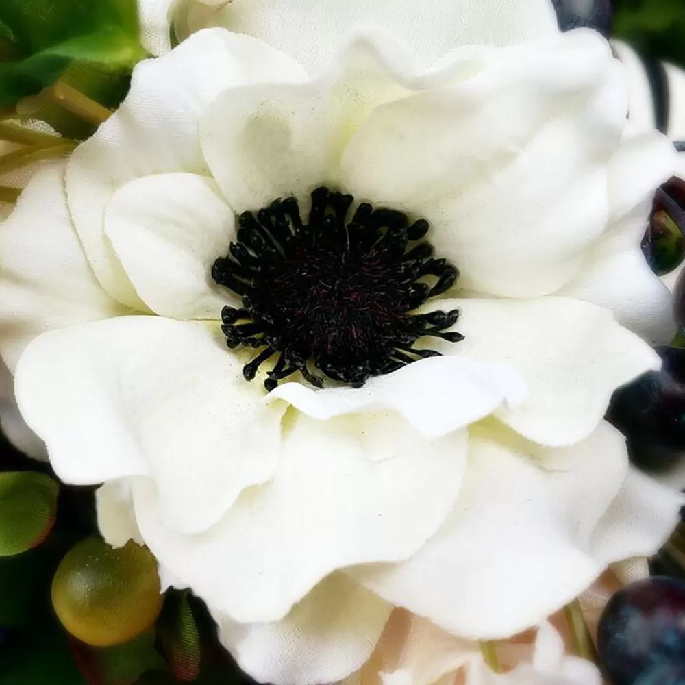 Cream White Silk Anemone Stem