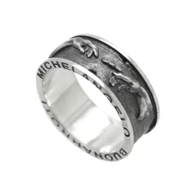 Creation of Adam, Michelangelo Buonarroti, Сraftsman Gift, Sterling Silver Fine Jewelry Band Ring