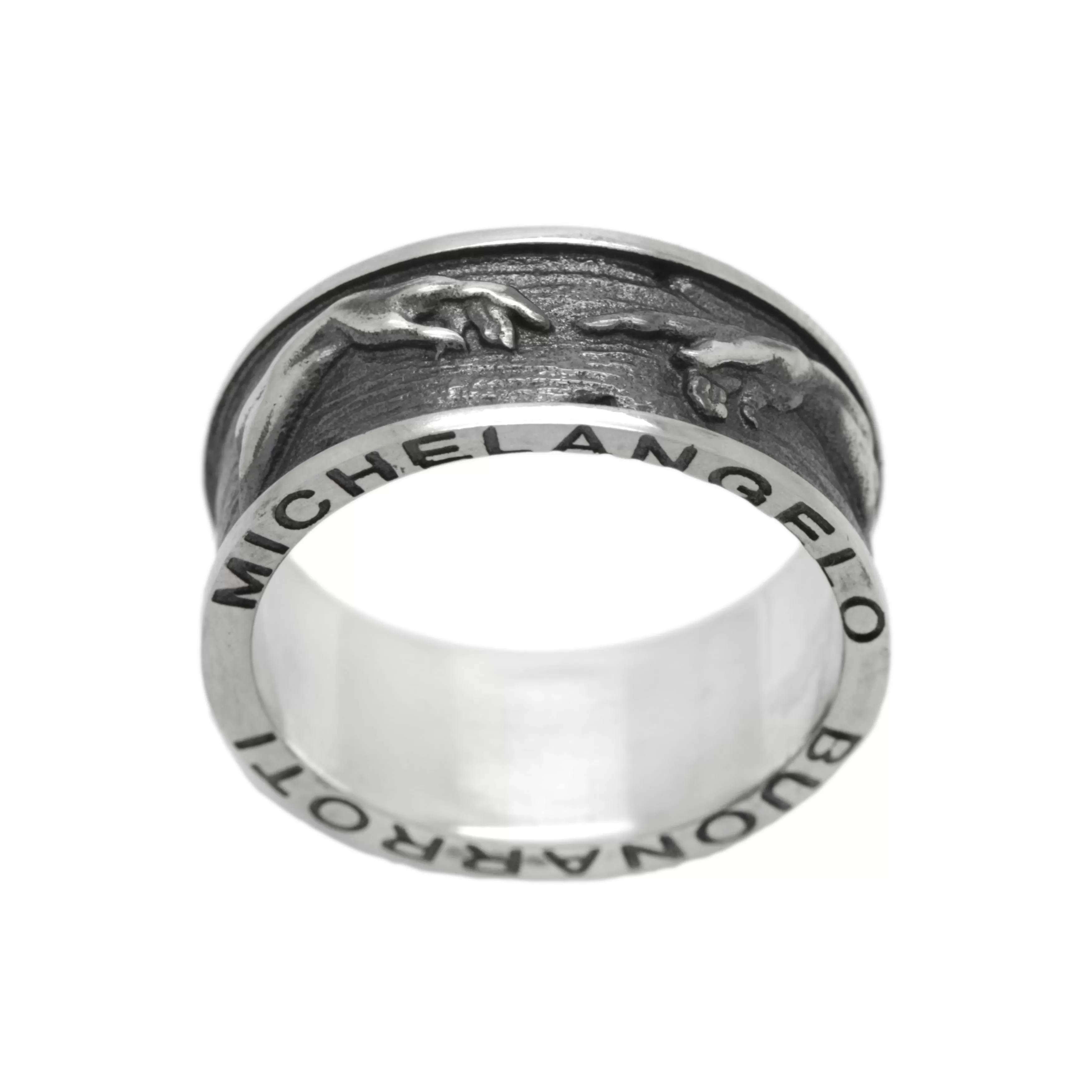 Creation of Adam, Michelangelo Buonarroti, Сraftsman Gift, Sterling Silver Fine Jewelry Band Ring