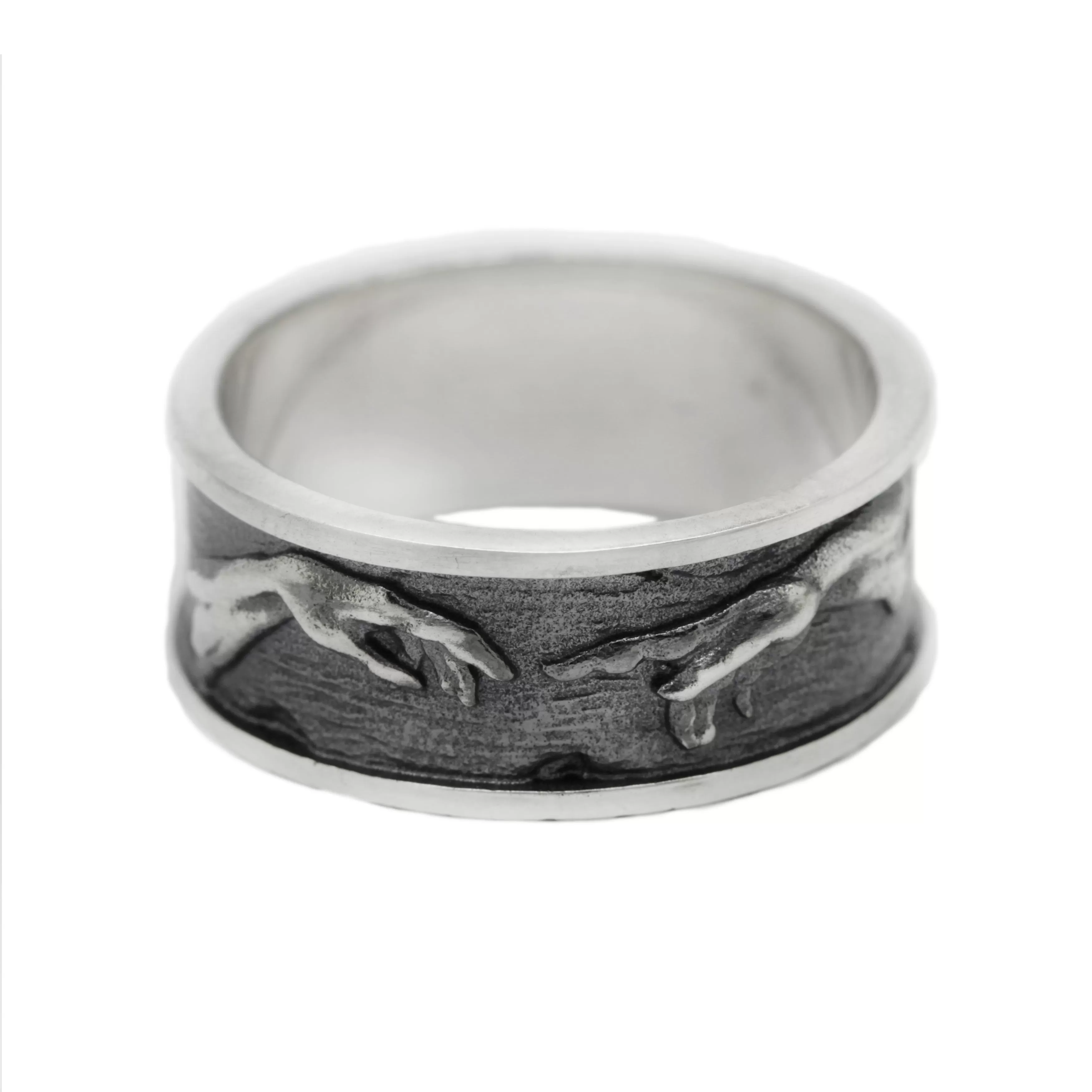 Creation of Adam, Michelangelo Buonarroti, Сraftsman Gift, Sterling Silver Fine Jewelry Band Ring