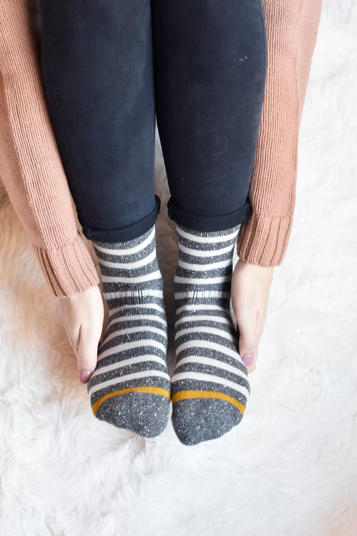 Crew Socks | Cotton | Grey Stripes