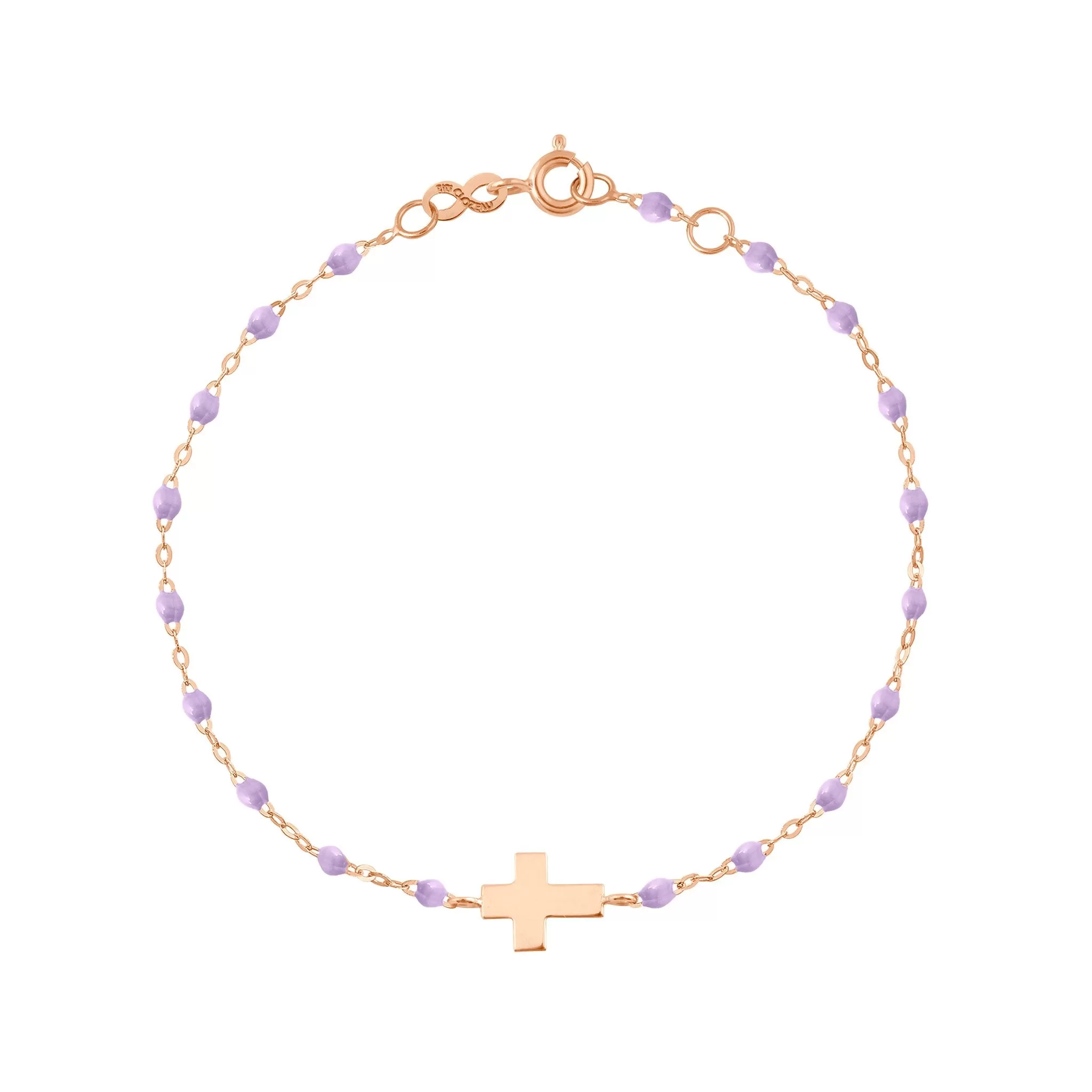 Cross Charm Classic Gigi Lilac bracelet, Rose Gold, 6.7"