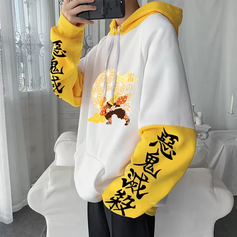 Demon Slayer Zenitsu Agatsuma Anime Oversized Long Hoodie