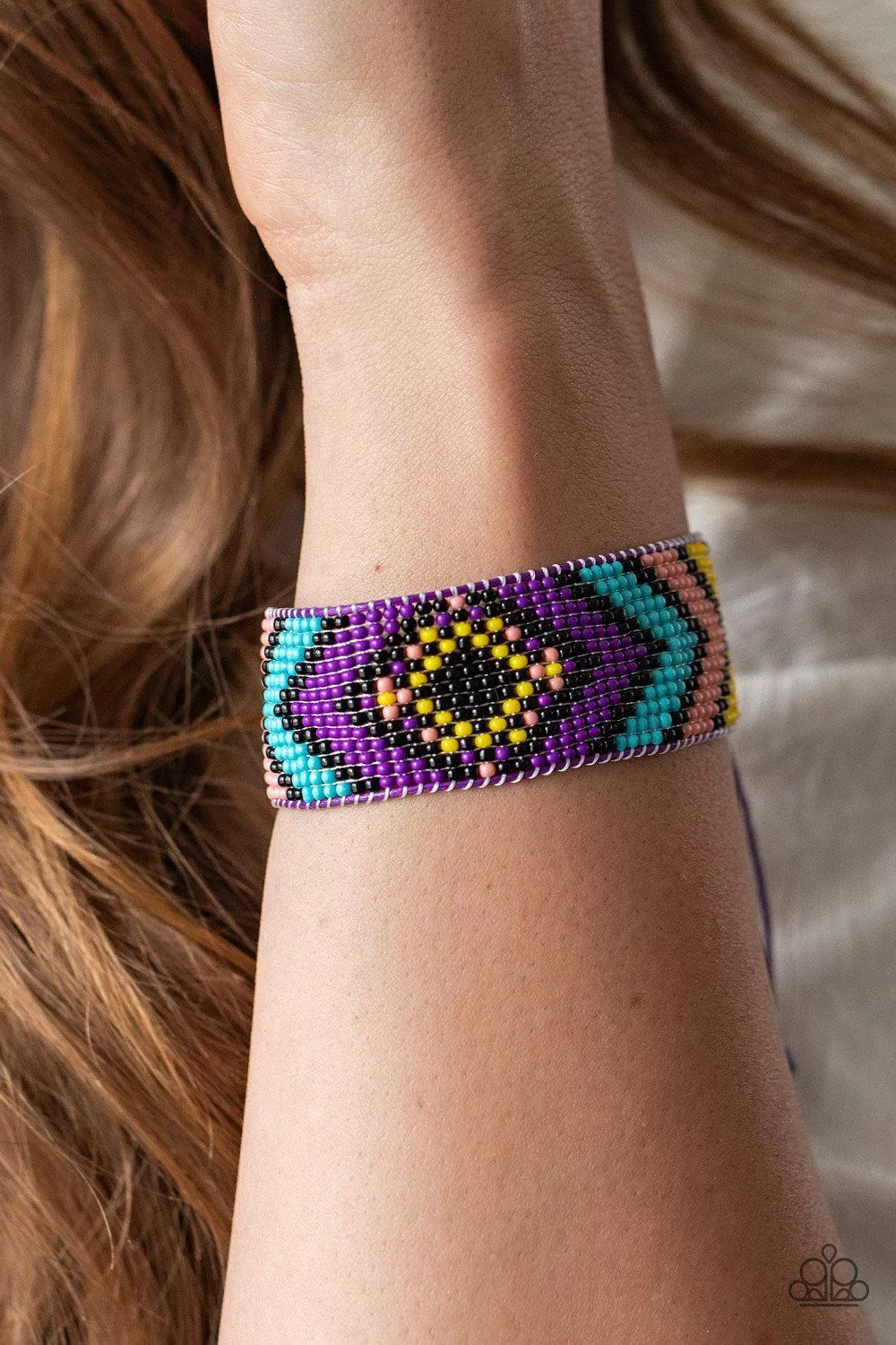 Desert Dive Purple Seed Bead Urban Sliding Knot Bracelet - Paparazzi Accessories