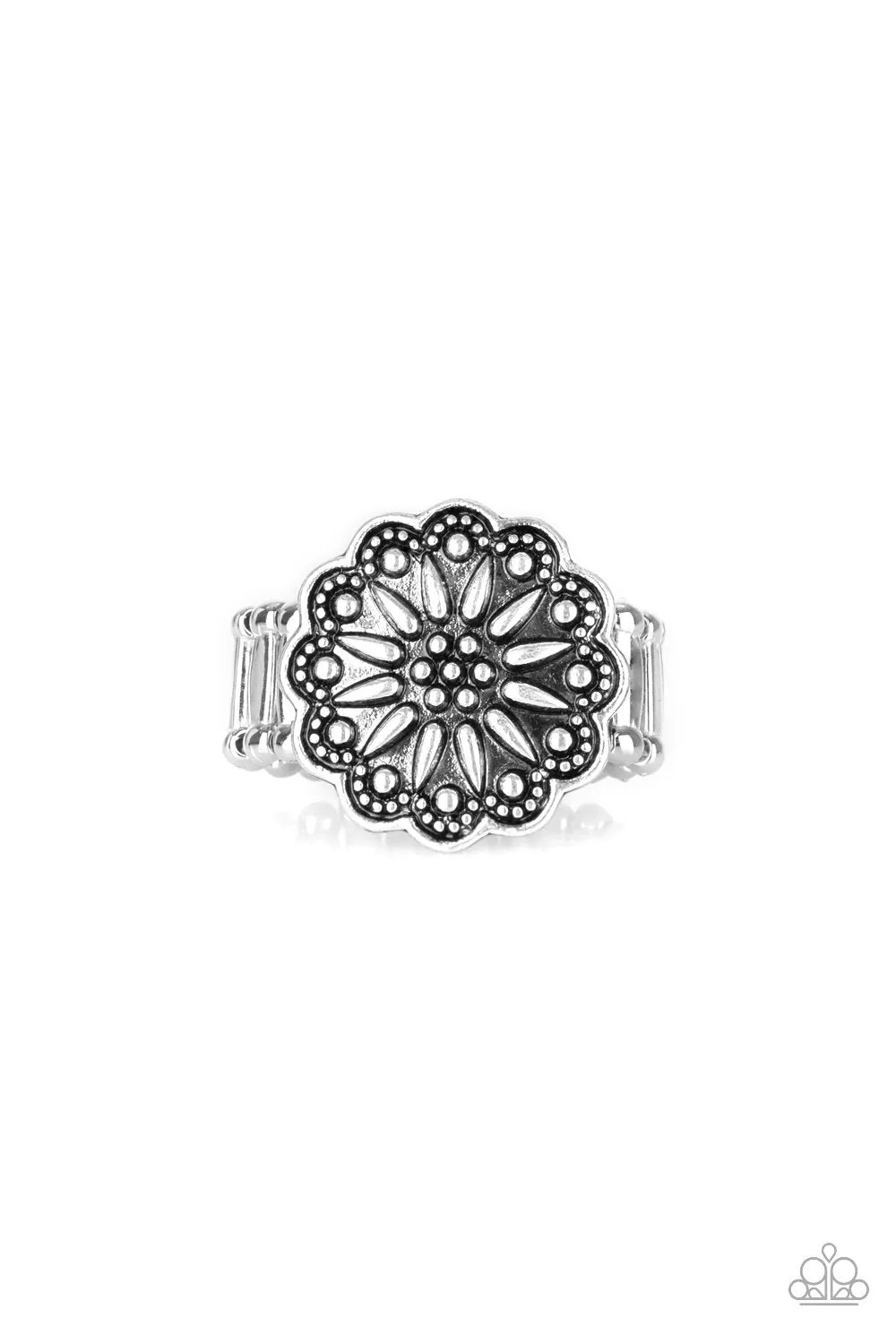 Desert Sunflower Silver Flower Ring - Paparazzi Accessories