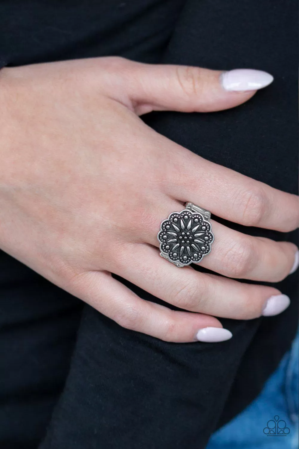 Desert Sunflower Silver Flower Ring - Paparazzi Accessories