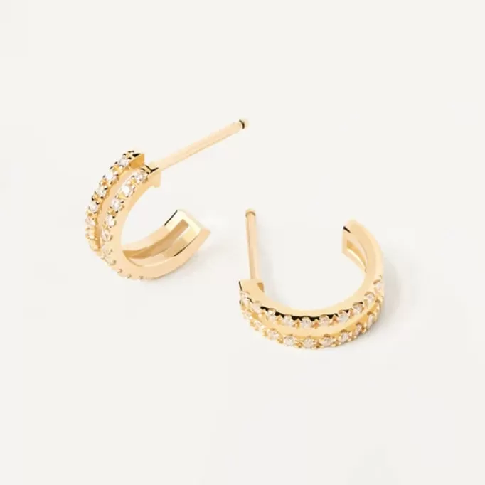 Diamond And Gold Dual Huggie Earrings