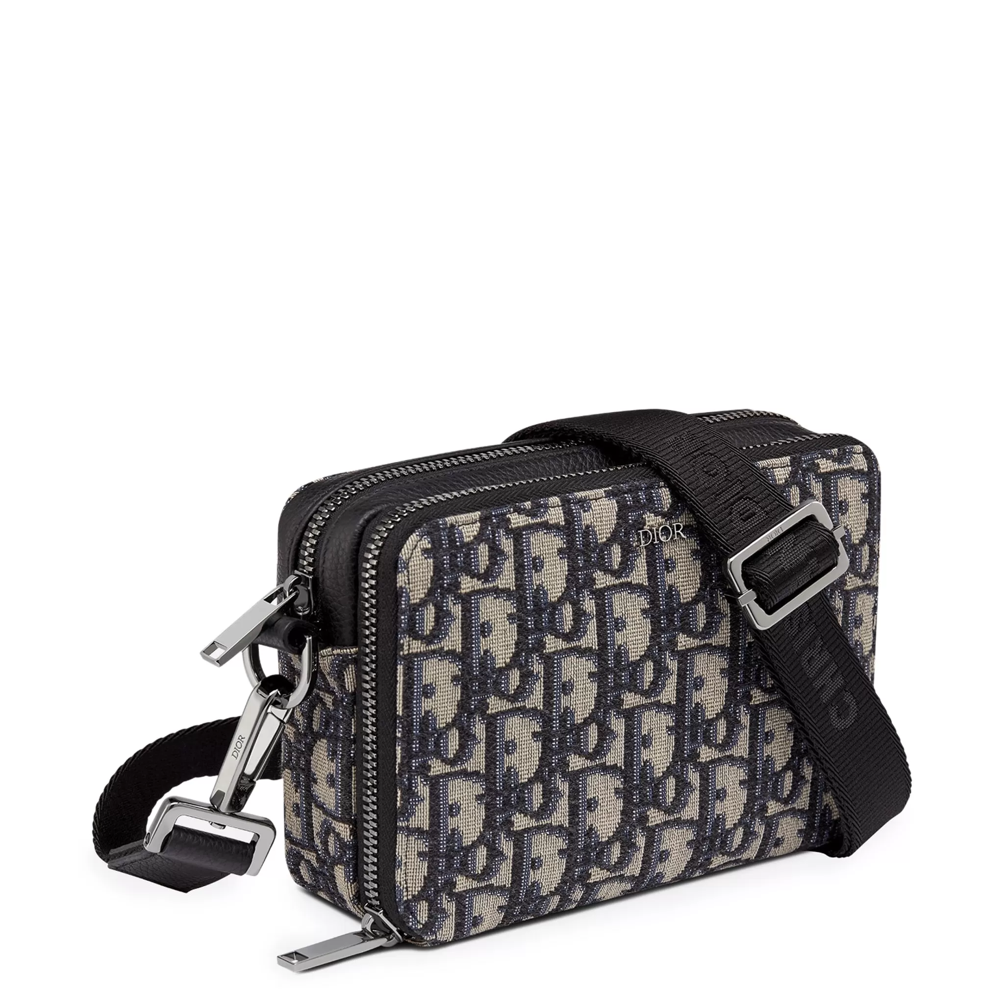 Dior Oblique Jacquard Pouch With Strap Beige Black