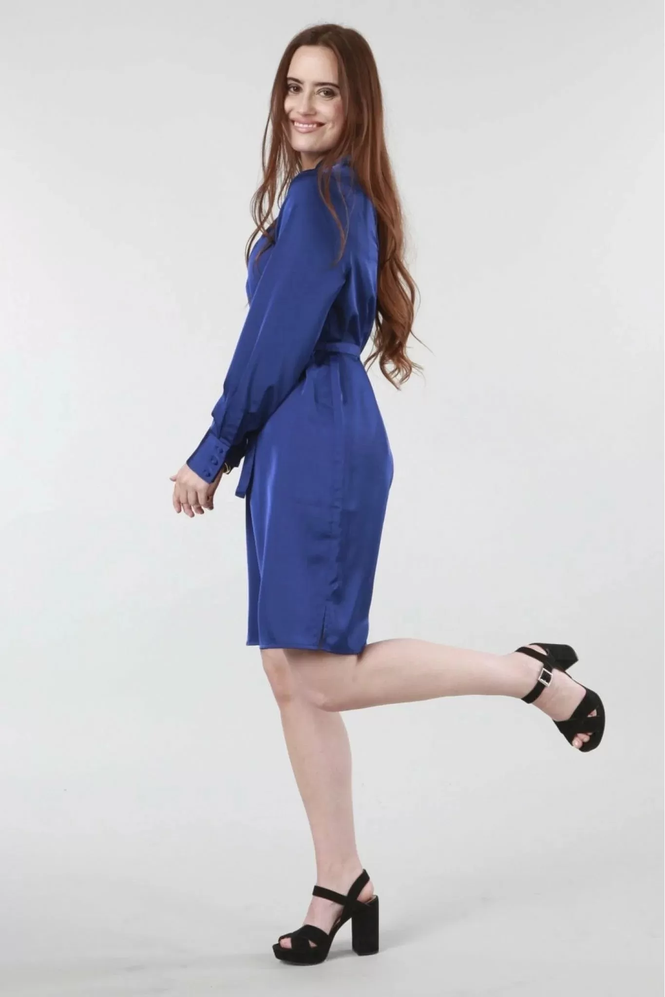 Double Second Royal Blue Belted Shift Dress