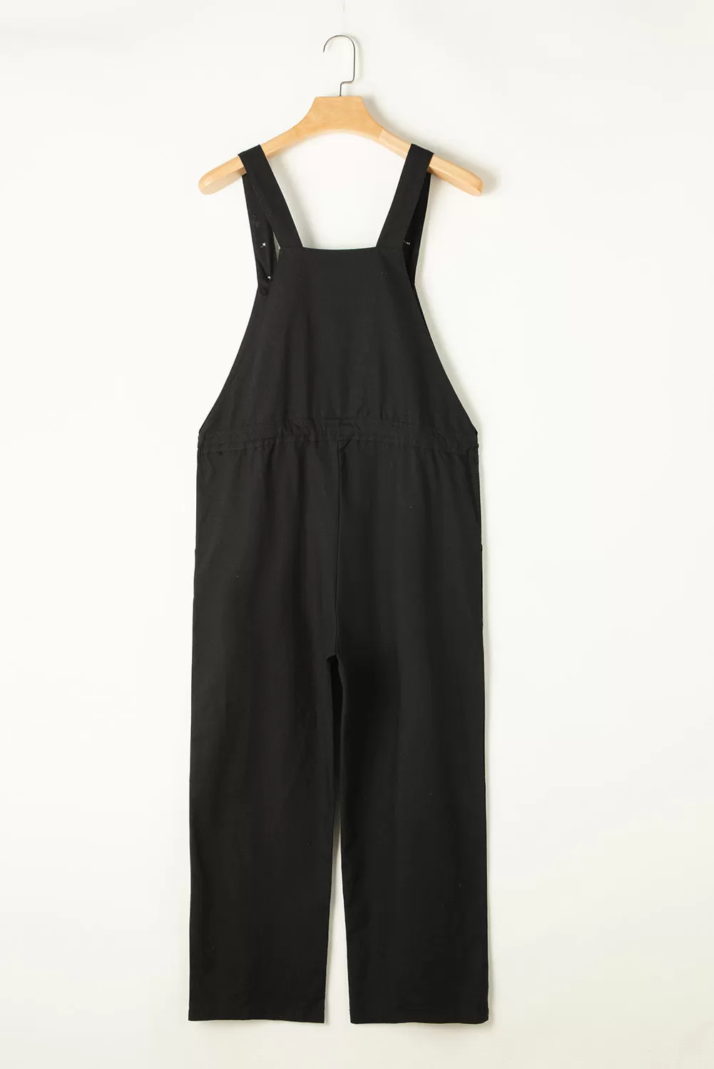 Drawstring Wide Strap Overalls with Pockets