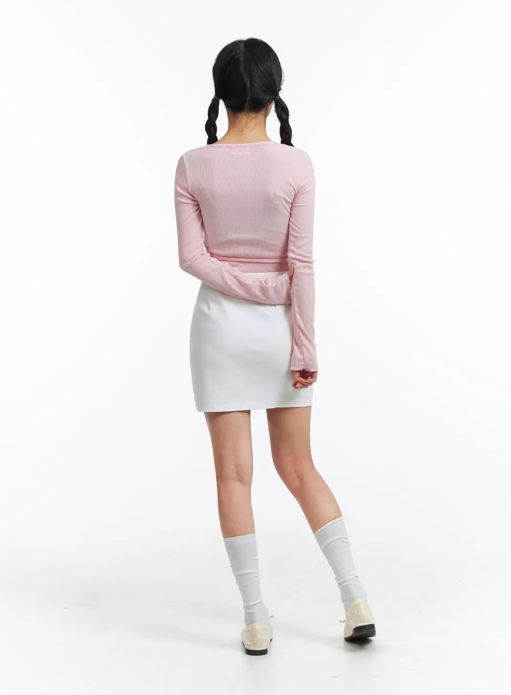 Drawstring Wrap Crop Long Sleeve OJ429