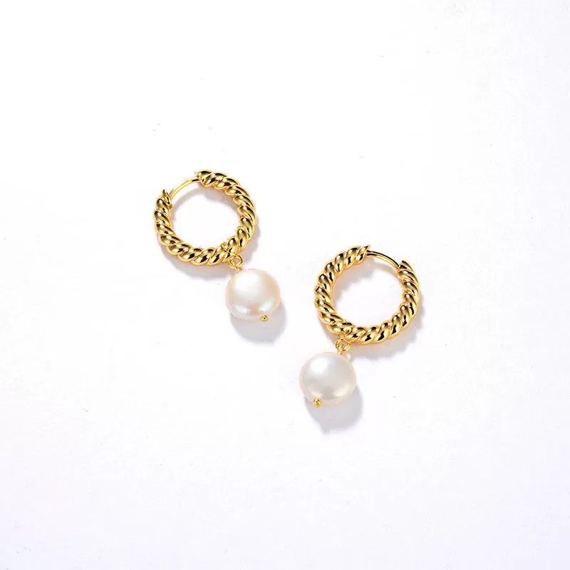 Elegant Drop Pearl Earrings Gold Vermeil