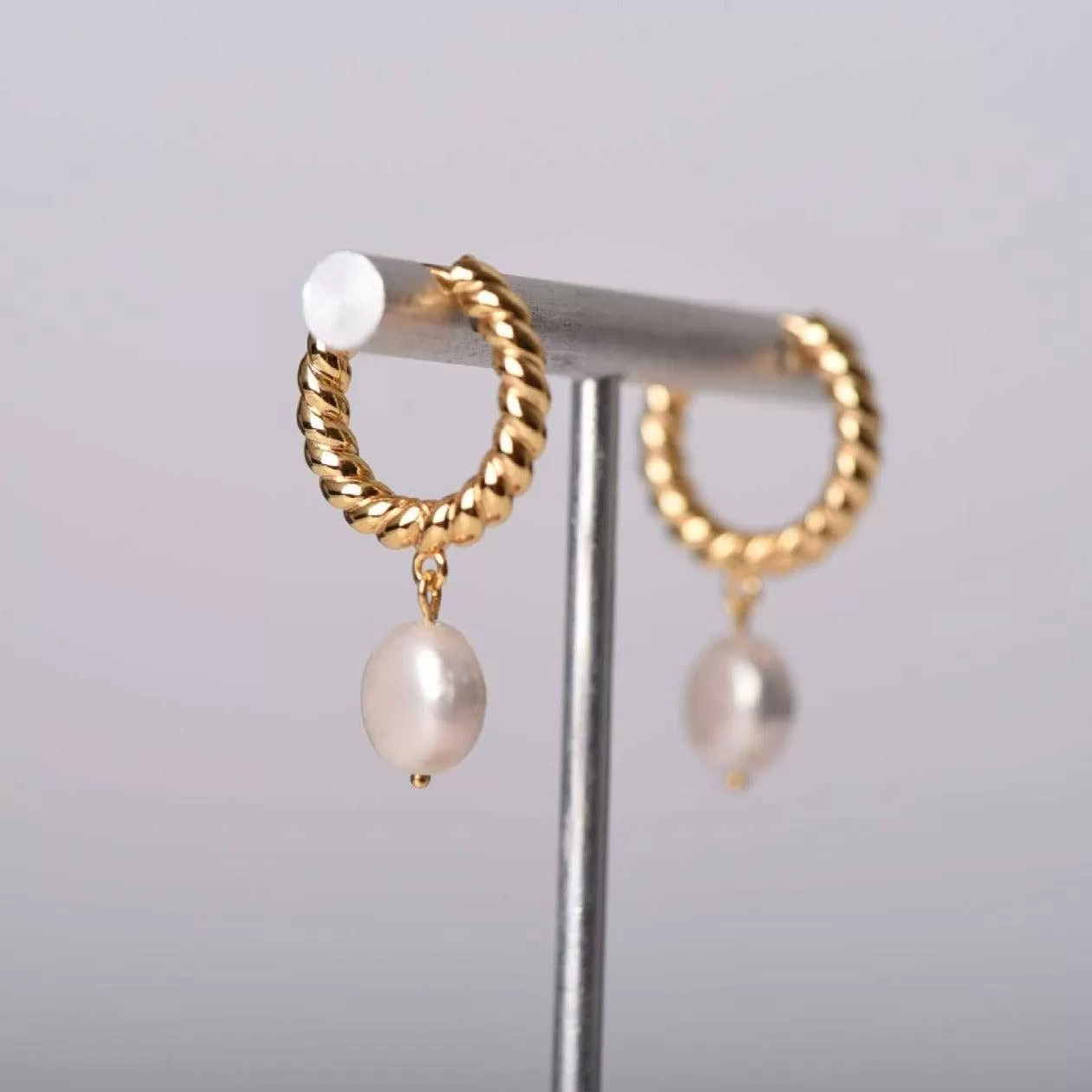 Elegant Drop Pearl Earrings Gold Vermeil